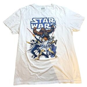 Star Wars Graphic T-Shirt Men's Large White Lucasfilm VFifthSun